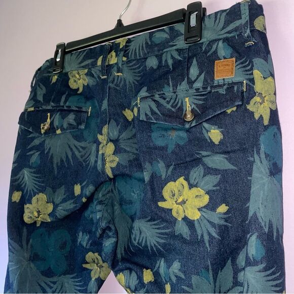 A Tiziano Size 38x34 Dark Wash Jeans Floral Painted Pants - Picture 5 of 7